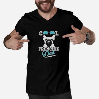 Cool Frenchie Dad Gift For French Bulldog Lovers Men V-Neck Tshirt - Seseable