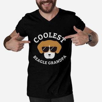 Coolest Beagle Grandpa Shirt For Dog Dads Men V-Neck Tshirt - Seseable