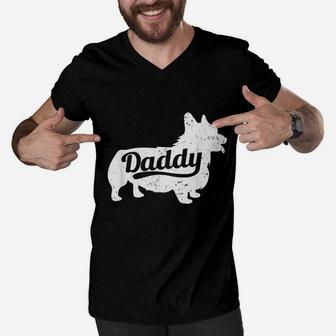 Corgi Daddy Dog Lovers, best christmas gifts for dad Men V-Neck Tshirt - Seseable