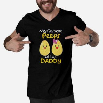 Cute Easter Peeps Shirt Daddy Easter Shirts Spring Gifts Men V-Neck Tshirt - Seseable