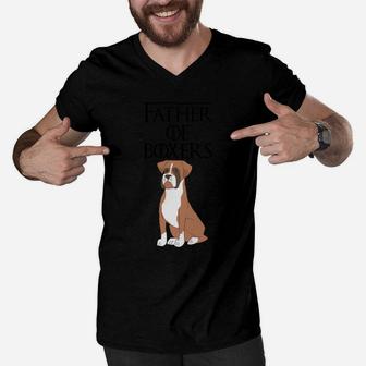 Cute Funny Unique Boxer Dog Puppy Fur Dad Gift Men V-Neck Tshirt - Seseable