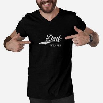 Dad Est1994 Perfect Fathers Day Great Gift Love Daddy Dear Premium Men V-Neck Tshirt - Seseable