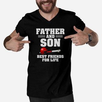 Dad Life Father Son Best Friends Baseball Men Gifts Men V-Neck Tshirt - Seseable