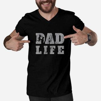 Dad Life Funny Proud Fathers Day Papa Parent Men V-Neck Tshirt - Seseable