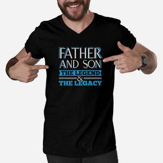 Dad Life Shirts Father And Son S Daddy Papa Pops Men Gift Men V-Neck Tshirt - Seseable