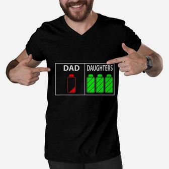 Dad Of Three Daughters Funny Fathers Day Gift Men V-Neck Tshirt - Seseable
