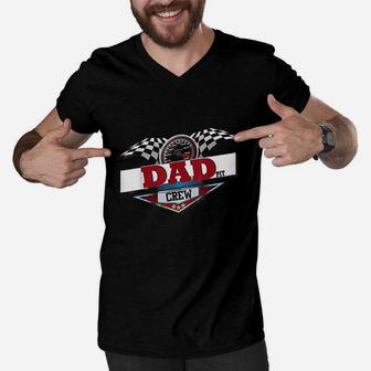 Dad Pit Crew For Car Racing Party Matching Costume Men V-Neck Tshirt - Seseable