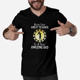 Dad Teacher Shirt Teacher Dad Shirt Fathers Day Gift Premium Men V-Neck Tshirt | Seseable UK