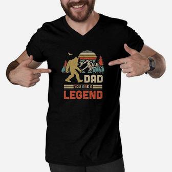 Dad You Are A Legend Walking Forest Bigfoot Men V-Neck Tshirt - Seseable