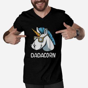 Dadacorn Cool Unicorn Dad Father Funny Gift Men V-Neck Tshirt - Seseable