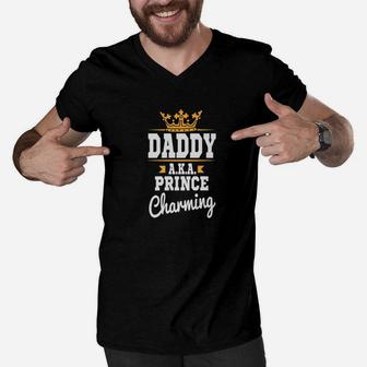 Daddy Aka Prince Charming Cute Fathers Day Men V-Neck Tshirt - Seseable
