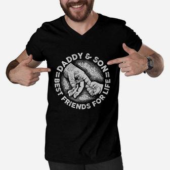 Daddy And Son Best Friends For Life Men V-Neck Tshirt - Seseable