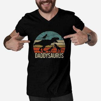 Daddy Dinosaur, best christmas gifts for dad Men V-Neck Tshirt - Seseable