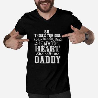 Daddy Gift For Dad From Daughter To Father Bday Gift Men V-Neck Tshirt - Seseable