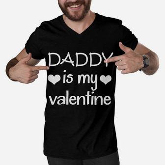 Daddy Is My Valentine Kids Valentines Day Men V-Neck Tshirt - Seseable