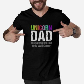 Daddy Life Shirts Unicorn Dad Rainbow S Men Holiday Gifts Men V-Neck Tshirt - Seseable