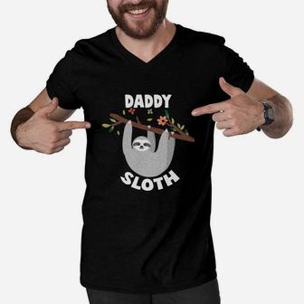 Daddy Sloth, best christmas gifts for dad Men V-Neck Tshirt - Seseable
