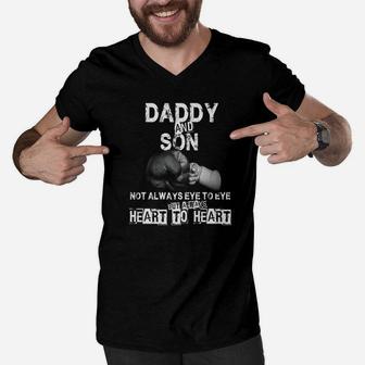Daddy Son Not Always Eye To Eye Men V-Neck Tshirt - Seseable