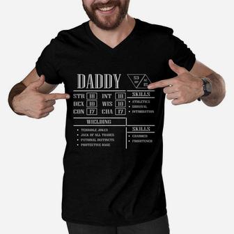 Daddy Stats Character Sheet Parents Day Gift 2020 Men V-Neck Tshirt - Seseable