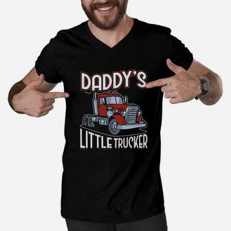 Daddys Little Trucker Truck Driver Dad Men V-Neck Tshirt - Seseable