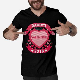 Daddys Little Valentine Cute Valentines Day For Kids Men V-Neck Tshirt - Seseable