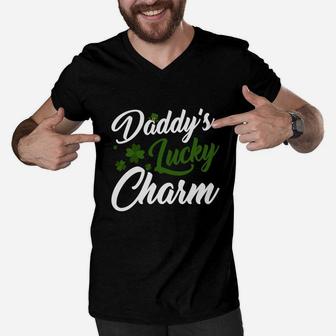 Daddys Lucky Charm Saint Patricks Day Men V-Neck Tshirt - Seseable