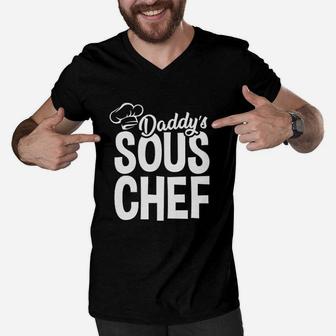Daddys Sous Chef Assistant Cook Baby Bodysuit Men V-Neck Tshirt - Seseable
