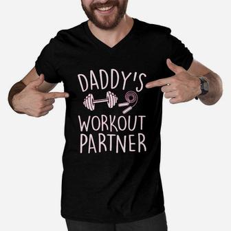 Daddys Workout Partner, dad birthday gifts Men V-Neck Tshirt - Seseable