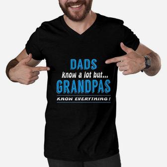 Dads Know A Lot But Grandpas Know Everything Funny Humor Men V-Neck Tshirt - Seseable