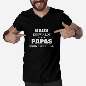 Dads Know A Lot Papas Know Everything Men V-Neck Tshirt - Seseable