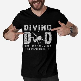 Diving Dad Gifts For Father Scuba Diving Men V-Neck Tshirt - Seseable