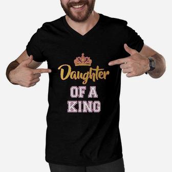 Father And Daughter Of A King, dad birthday gifts Men V-Neck Tshirt - Seseable