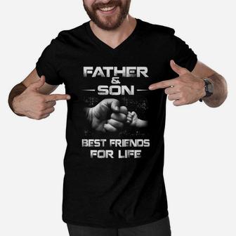Father And Son Best Frends For Life Dad Day Shirt Men V-Neck Tshirt - Seseable