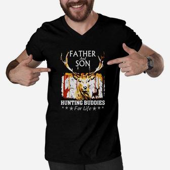 Father And Son Hunting Buddies For Life T Shirt Gift For Dad Men V-Neck Tshirt - Seseable