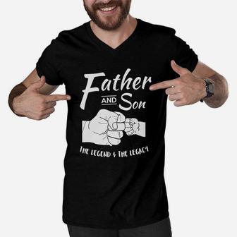 Father And Son Matching Outfits Men V-Neck Tshirt - Seseable