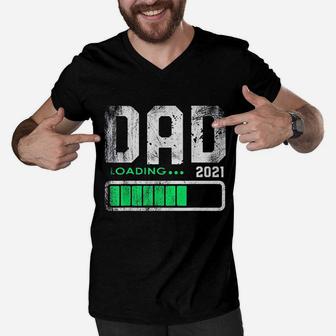 Fathers Day Dad Est 2021 Loading Future New Daddy Baby Men V-Neck Tshirt - Seseable