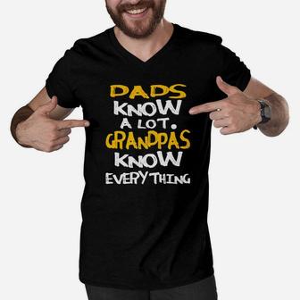 Fathers Day Dads Know A Lot Grandpas Know Everything Shirt Premium Men V-Neck Tshirt - Seseable