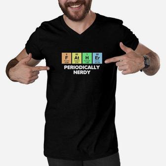 Fathers Day Periodic Table Shirt Nerdy Science Color Dark Premium Men V-Neck Tshirt - Seseable