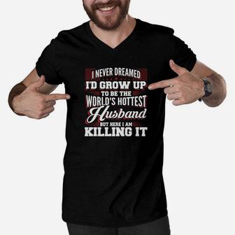 Fathers Day Shirts Worlds Hottest Husband S Men Gifts Men V-Neck Tshirt - Seseable