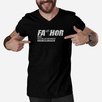 Fathor Like A Dad Just Way Mightier Definition Fathers Day Premium Men V-Neck Tshirt - Seseable