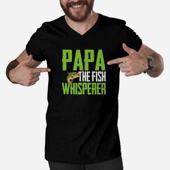 Fishing Shirts Papa Fish Whisperer S Father Holiday Gifts Men V-Neck Tshirt - Seseable