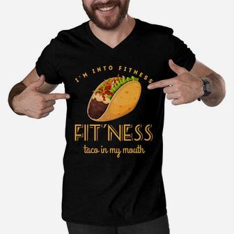 Fitness Taco Funny Gym Men Mexican Food Humor Dad Men V-Neck Tshirt - Seseable