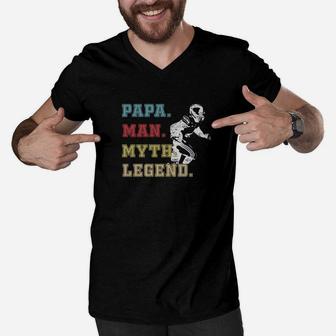 Football Dad Papa Man Myth Legend Gift Premium Men V-Neck Tshirt - Seseable