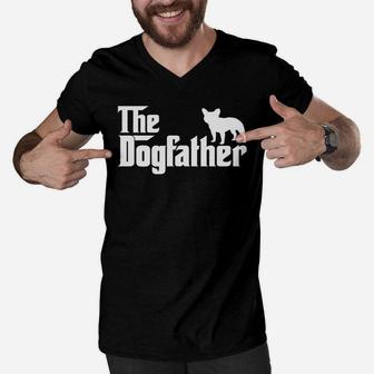 French Bulldog - The Dogfather Fathers Day Men V-Neck Tshirt - Seseable