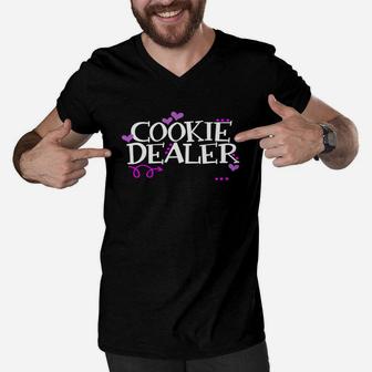 Funny Cookie Dealer Shirt Mom Dad Scouts Girls Kids Scouting Men V-Neck Tshirt - Seseable