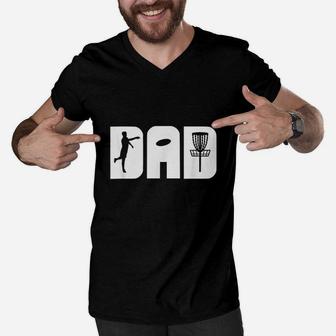 Funny Disc Golf Dad Fathers Day Gift Men V-Neck Tshirt - Seseable