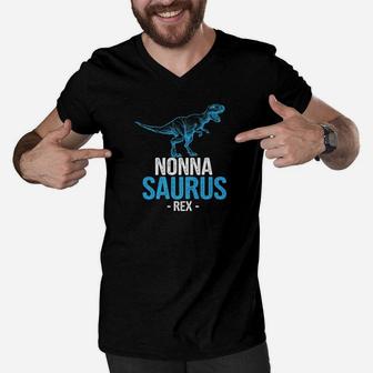 Funny Fathers Day Gift For Grandpa Nonno Saurus Rex Premium Men V-Neck Tshirt - Seseable