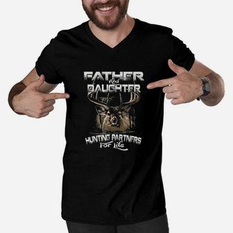 Funny Gift Father And Daughter Hunting Partners For Life Men V-Neck Tshirt - Seseable