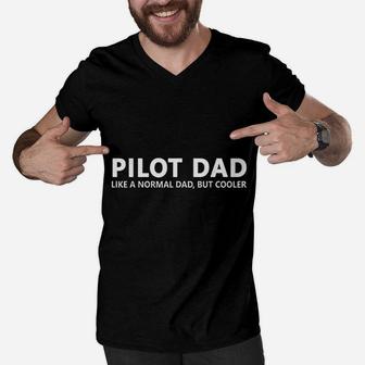Funny Pilot Father Pilot Dad Men V-Neck Tshirt - Seseable