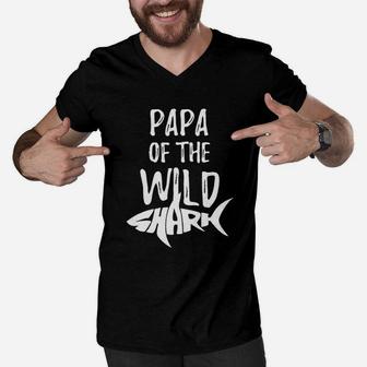 Funny Sharks Gifts For Papa, dad birthday gifts Men V-Neck Tshirt - Seseable